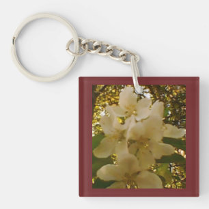Apple Blossom Burgundy Keychain