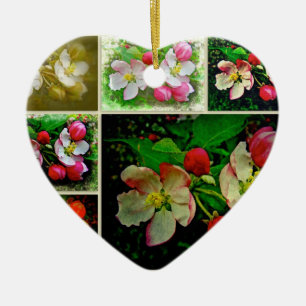 Apple Blossom Collage - Enhanced Digital Photo Ceramic Ornament