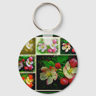 Apple Blossom Collage - Enhanced Digital Photo Keychain