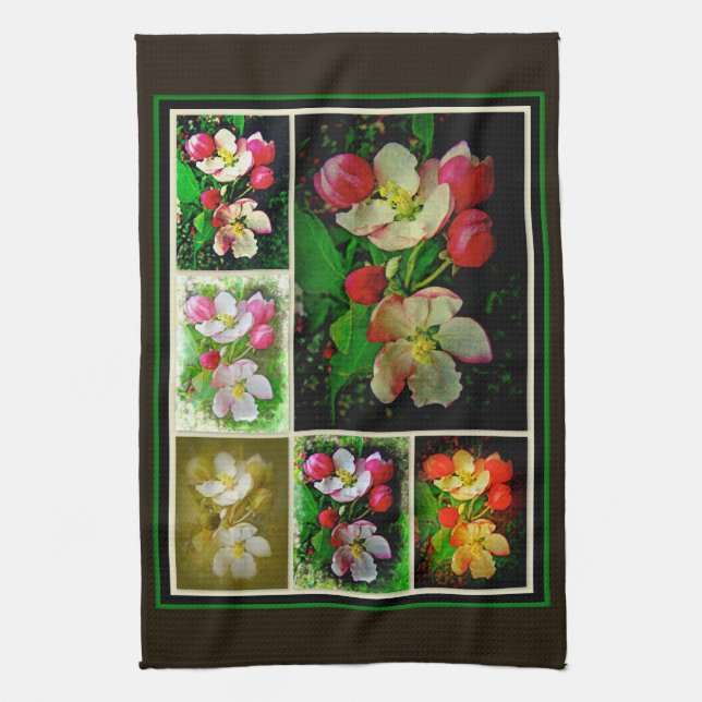 Apple Blossom Collage - Enhanced Digital Photo Kitchen Towel (Vertical)