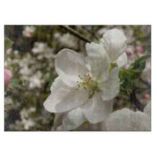 Apple Blossom Decorative Glass Chopping Board