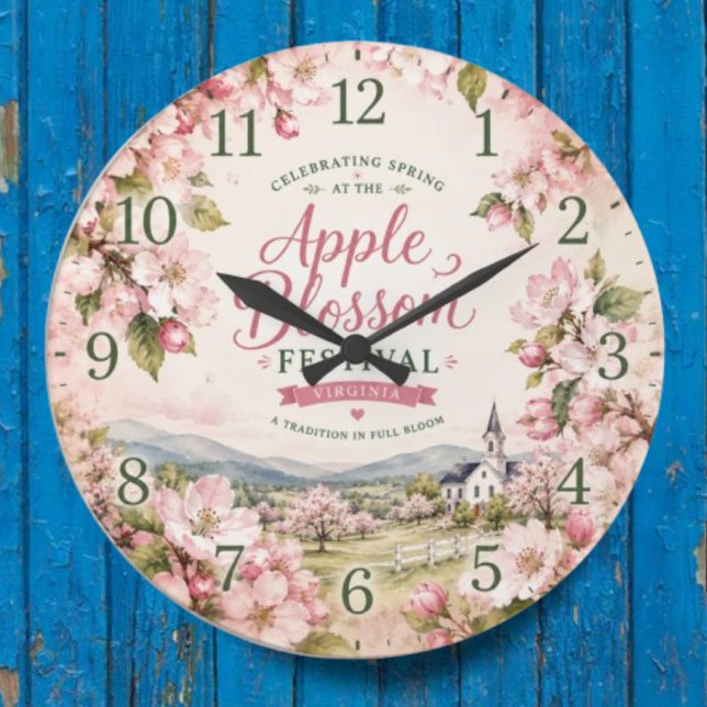Apple Blossom Festival Virginia Spring Floral Large Clock (Creator Uploaded)
