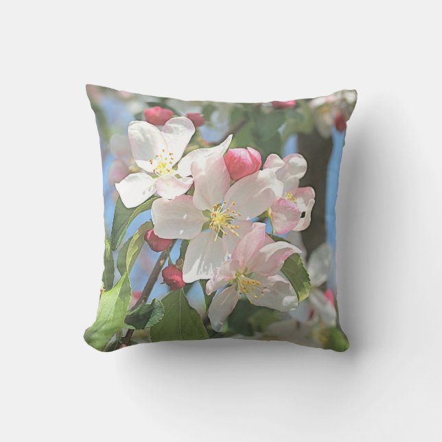 Apple Blossom Flowers Outdoor Throw Pillow (Front)