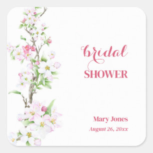 Apple Blossom Fully Customizable Bridal Shower  Square Sticker