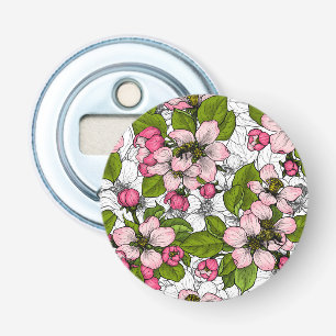 Apple blossom on white bottle opener