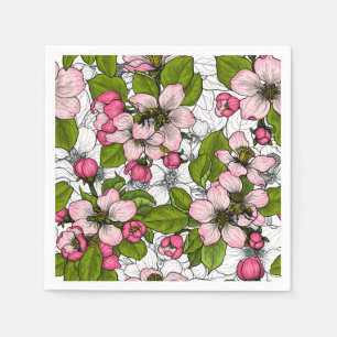 Apple blossom on white napkin