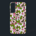 Apple blossom on white samsung galaxy case<br><div class="desc">Hand drawn apple blossoms  and bees on a white background</div>