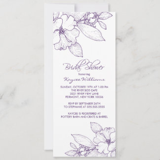 Apple Blossom Purple Bridal Shower Invitation