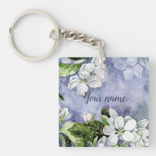 Apple blossom Rectangle (double-sided) Keychain