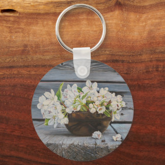 Apple Blossom Still Life – Original Fine Art Print Keychain