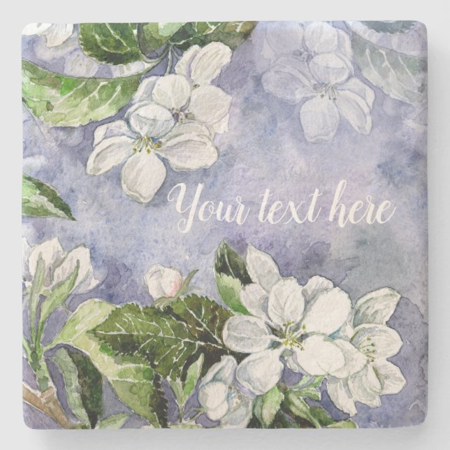 Apple blossom Stone Coaster (Front)
