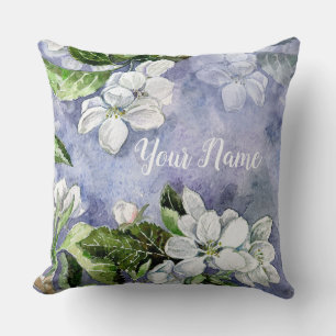 Apple blossom throw pillow