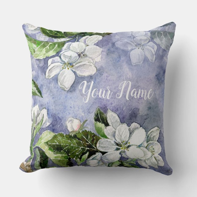 Apple blossom throw pillow (Front)