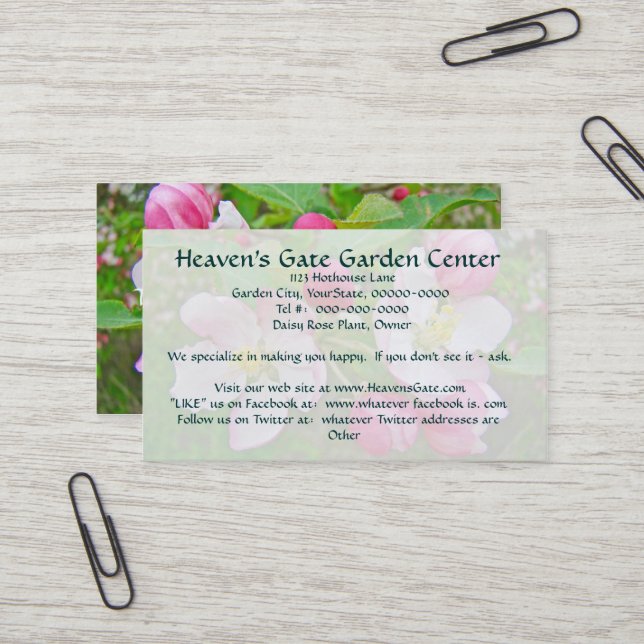 Apple Blossom Time Business Cards (Front/Back In Situ)