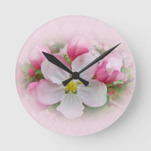 Apple Blossom Time Round Clock