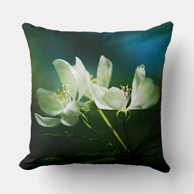 Apple Blossom - Two Flowers Throw Pillow (Front)