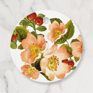 Apple Blossom Watercolor Stems Wedding Favour Tags