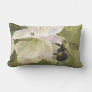 Apple Blossoms and Bumblebee Lumbar Pillow