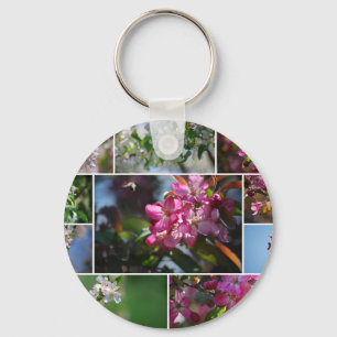 Apple Blossoms and Honey Bees Keychain