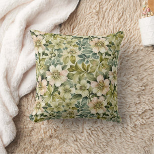 Apple Blossoms and Leaves Throw Pillow