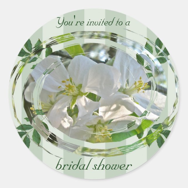 Apple Blossoms Bridal Shower Invitation Sticker (Front)