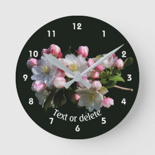 Apple Blossoms Floral Personalized Round Clock