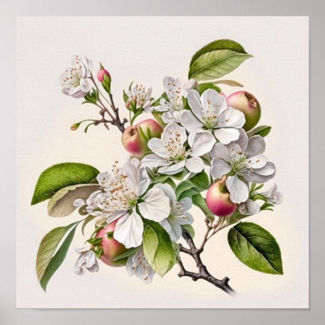 Apple Blossoms Flower Art Print Poster (Front)