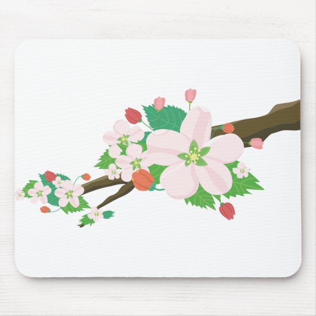 Apple Blossoms Flowers Nature Fruit Tree Spring Mouse Pad (Front)