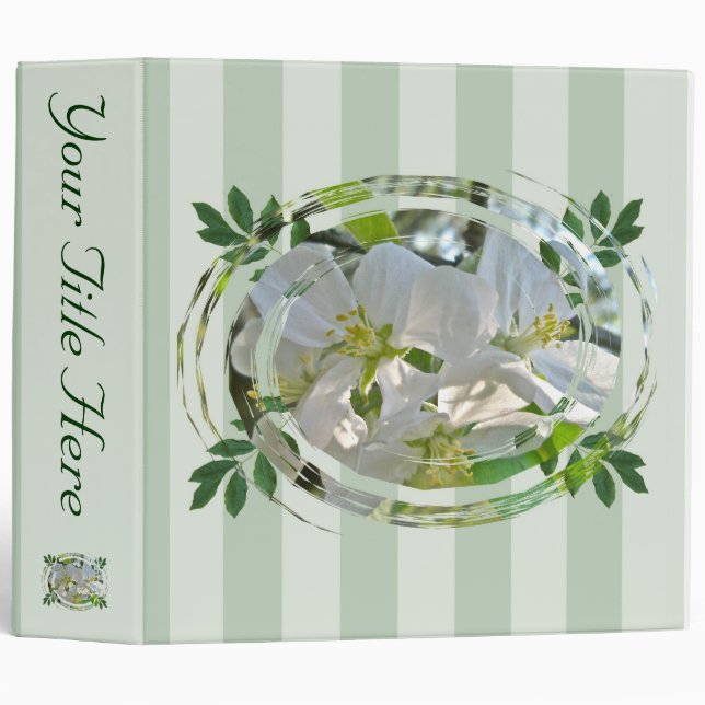 Apple Blossoms & Green Stripes Binder (Front/Spine)