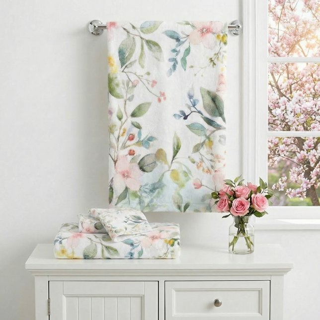 Apple blossoms inspired bath towel set (Creator Uploaded)
