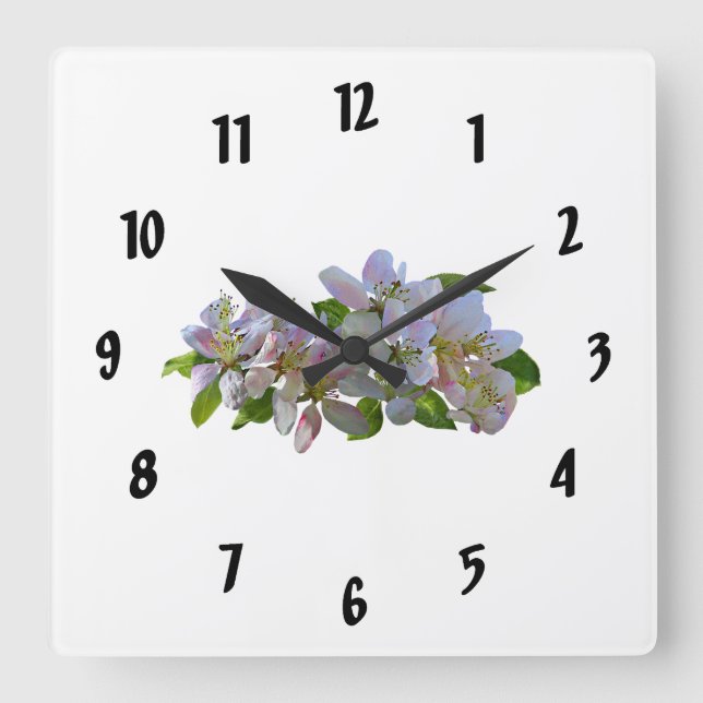 Apple Blossoms Square Wall Clock (Front)