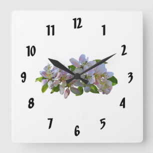 Apple Blossoms Square Wall Clock