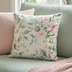 Apple blossoms throw pillow