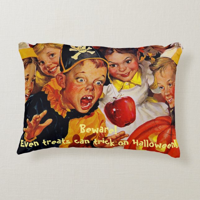 Apple Bobbing Dangers - Funny Custom Halloween Accent Pillow (Back)
