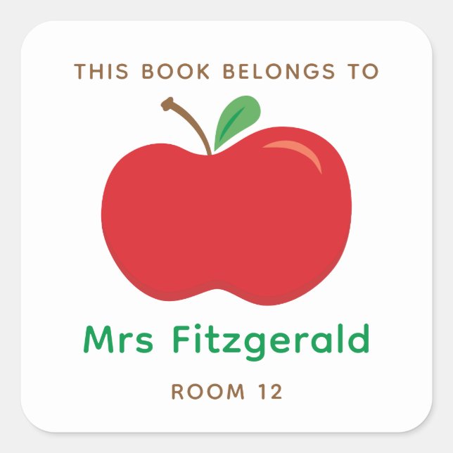 Apple Bookplate Sticker for Teachers Personalized (Front)