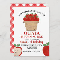 Apple Bushel of Fun 1er Anniversaire Invitation