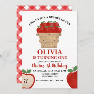 Apple Bushel of Fun 1st Birthday Invitation