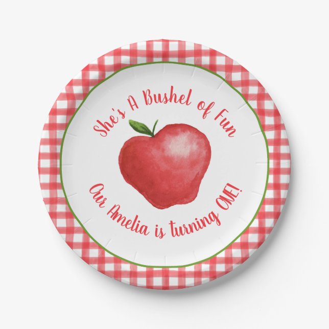 Apple Bushel of Fun Party Plate - Customizable (Front)