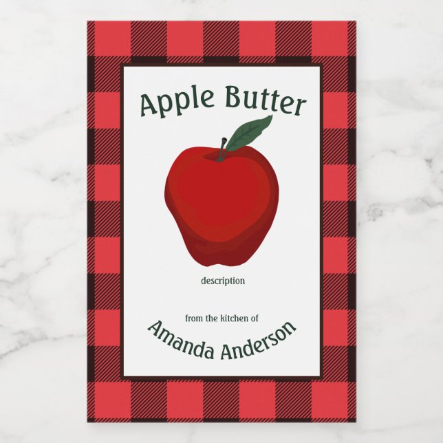 Apple Butter Canning Preserves Plaid V Food Label (Single Label)