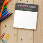 Apple Chalkboard A Note From Teacher<br><div class="desc">A note from teacher notepad with chalkboard font, a green script and the O in note replaced with a red apple.</div>