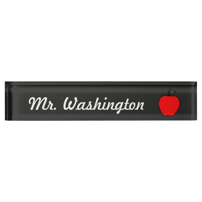 Apple Chalkboard Teacher's Desk Nameplate Gift (Front)