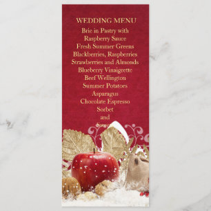 Apple Christmas Gold Snowflakes Menu Mariage