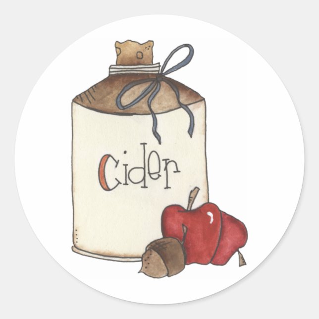 apple cider and apple picking classic round sticker (Front)