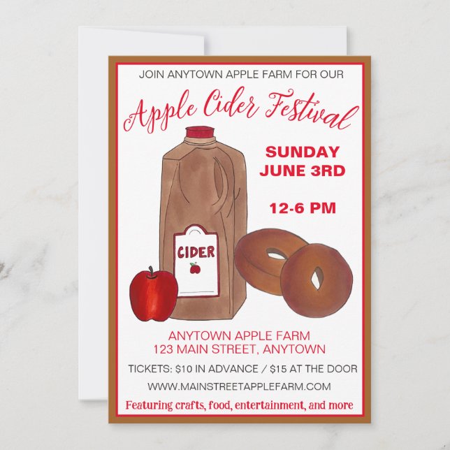 Apple Cider Festival Orchard Doughnuts Autumn Harv Invitation (Front)