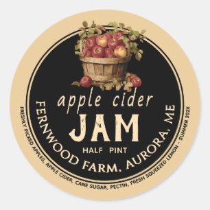 Apple Cider Jam Sauce Jelly Label Kraft Homemade