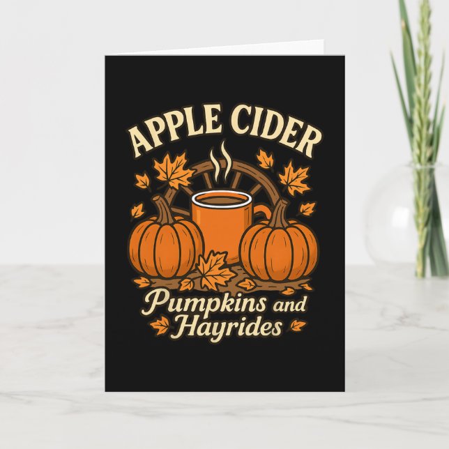 Apple Cider Pumpkins And Hayrides Cute Fall Thanks Card (Front)
