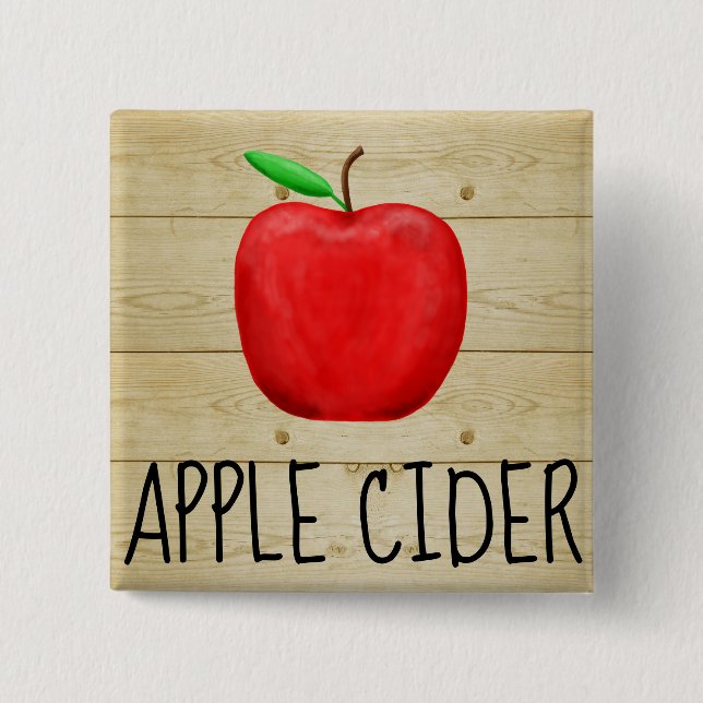 Apple Cider Red Apple 2 Inch Square Button (Front)
