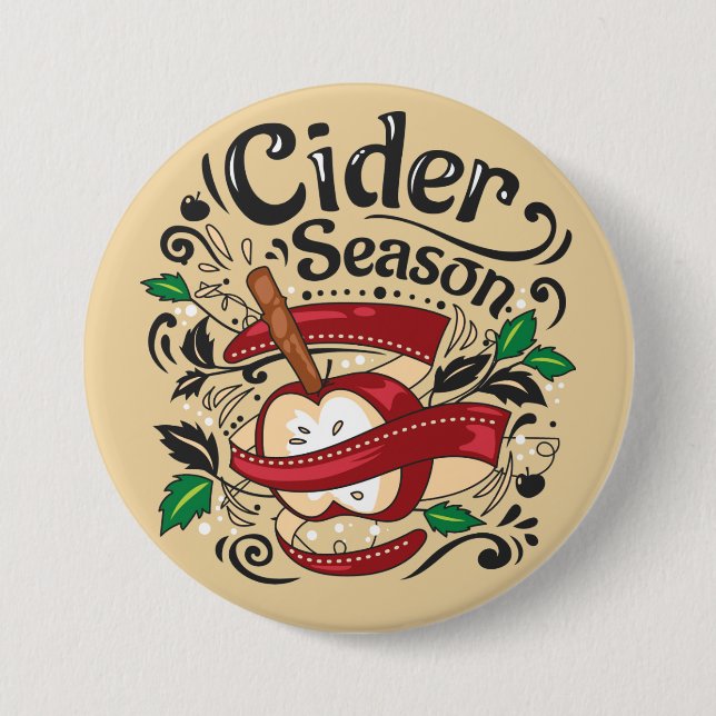 Apple Cider Season, graphic illustration 3 Inch Round Button (Front)