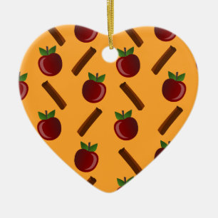 Apple Cinnamon Pattern Ceramic Ornament