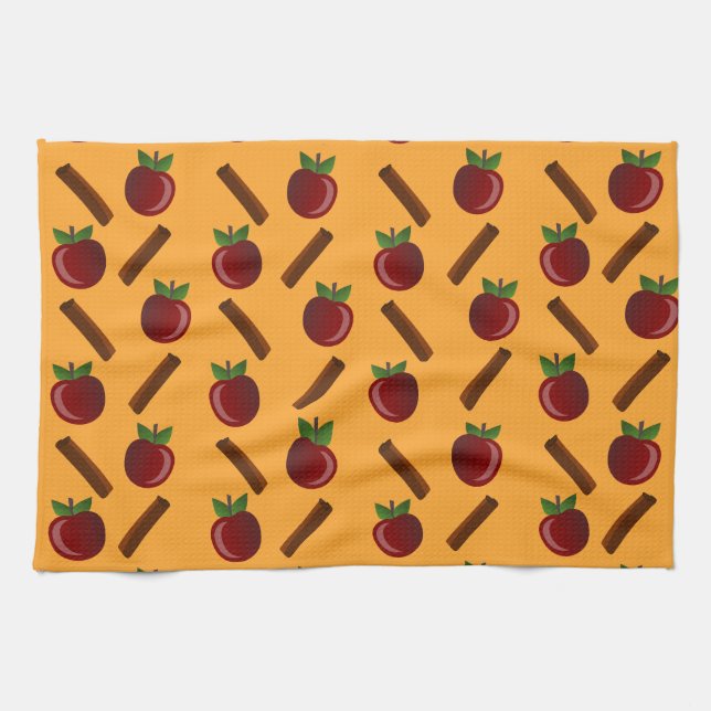 Apple Cinnamon Pattern Kitchen Towel (Horizontal)